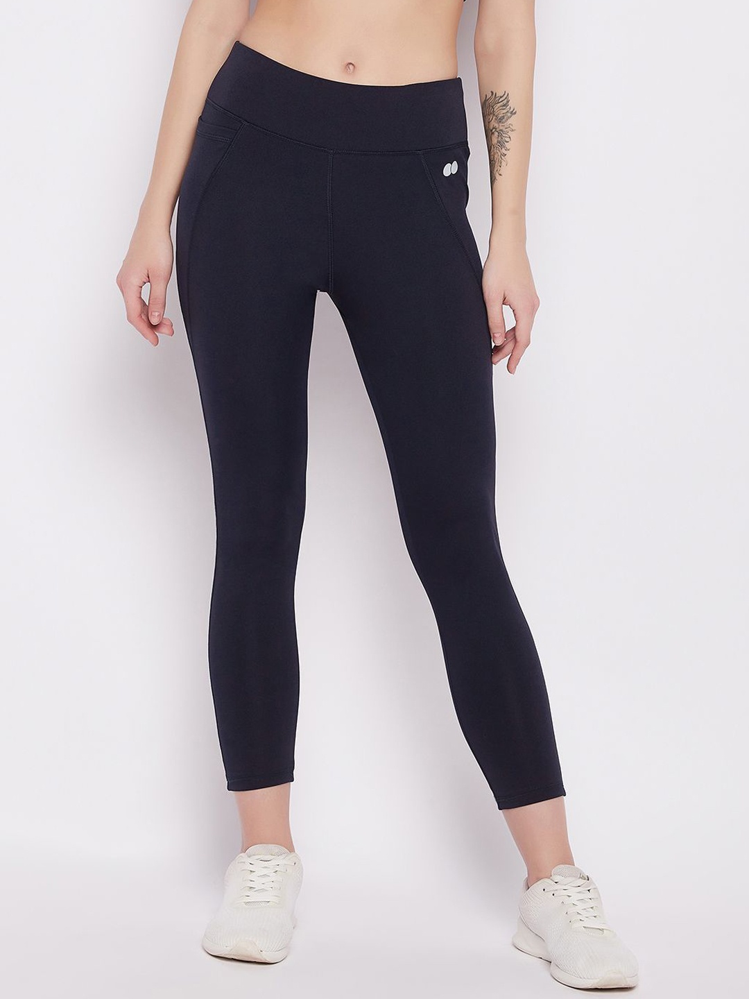 

Clovia Women Ankle Length High Rise Gym Tights, Navy blue