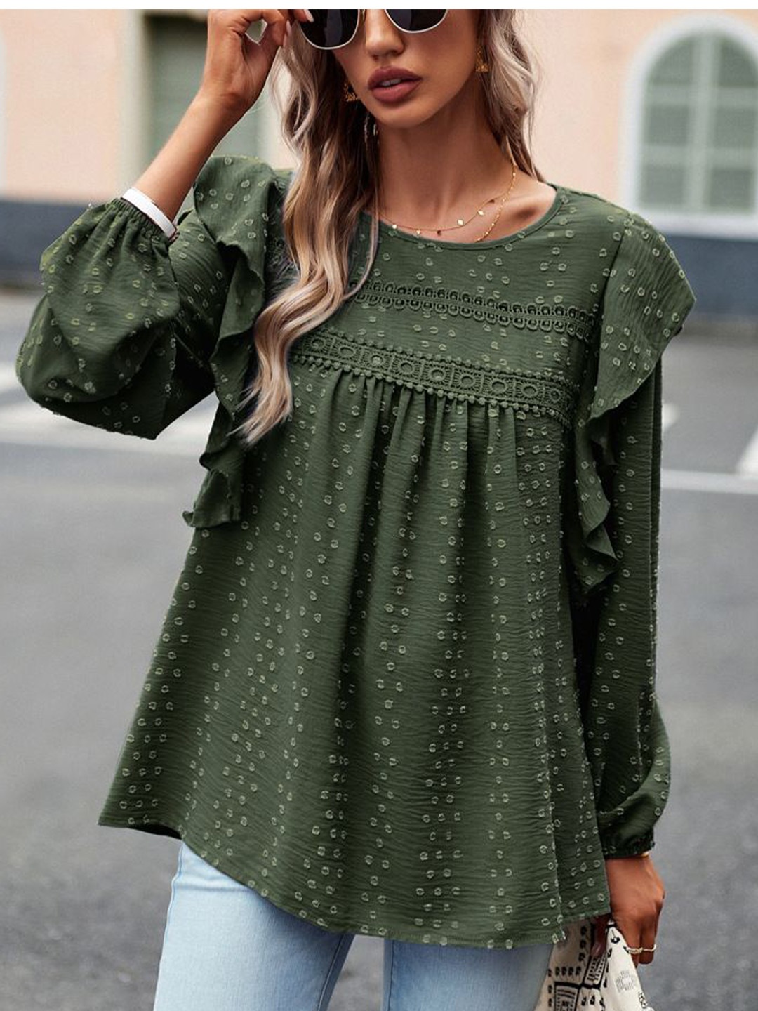 

StyleCast Women Solid Round Neck Top, Green