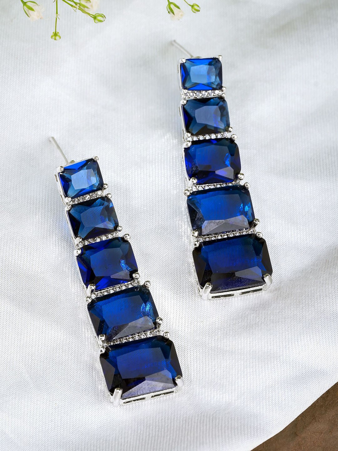 

Designbox Geometric Cubic Zirconia Drop Earrings, Blue