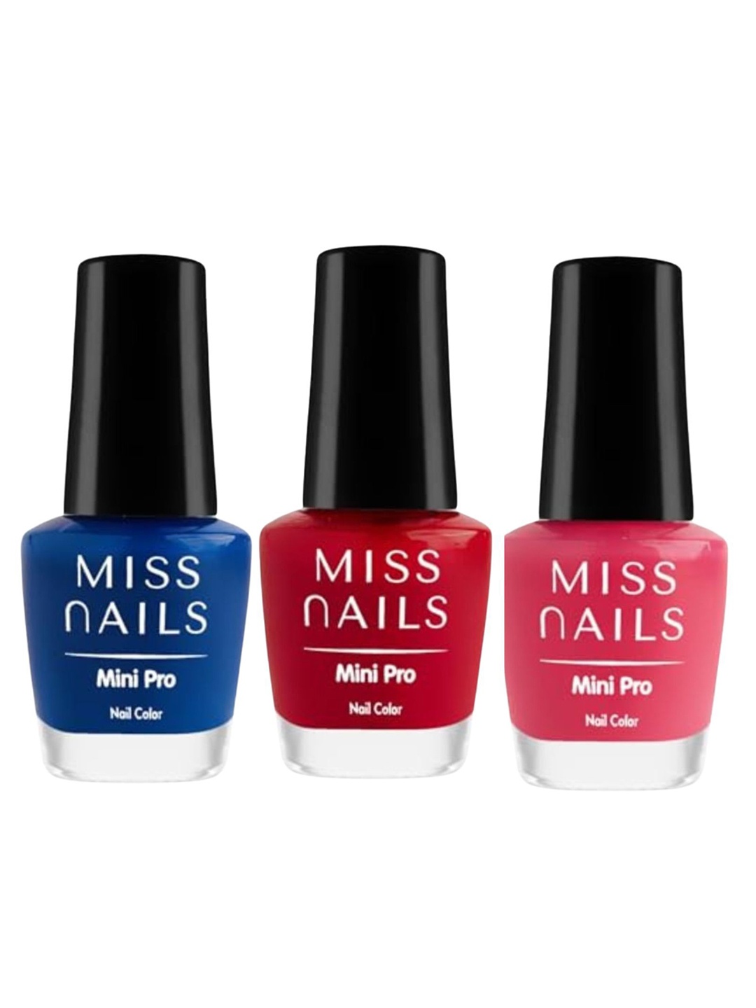 

MISS NAILS Set Of 3 Mini Pro Toxin Free Nail Color - 10 ml Each - Shade 88, Red