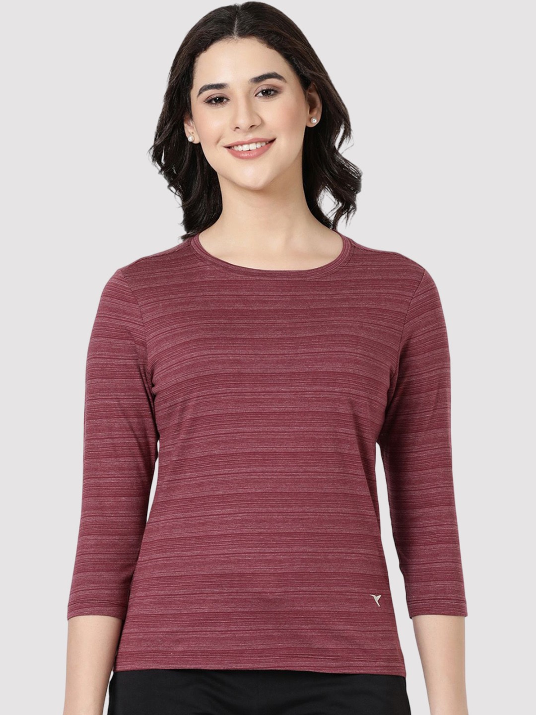 

BLOSSOM Women Round Neck Lounge Tshirts, Maroon