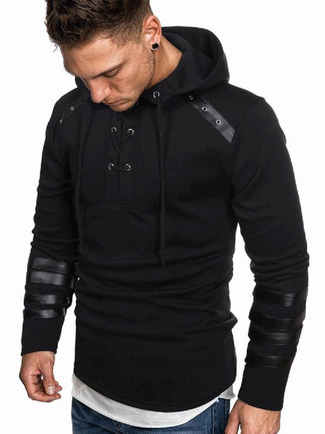 

StyleCast x Revolte Men Solid Hooded Sweatshirt, Black