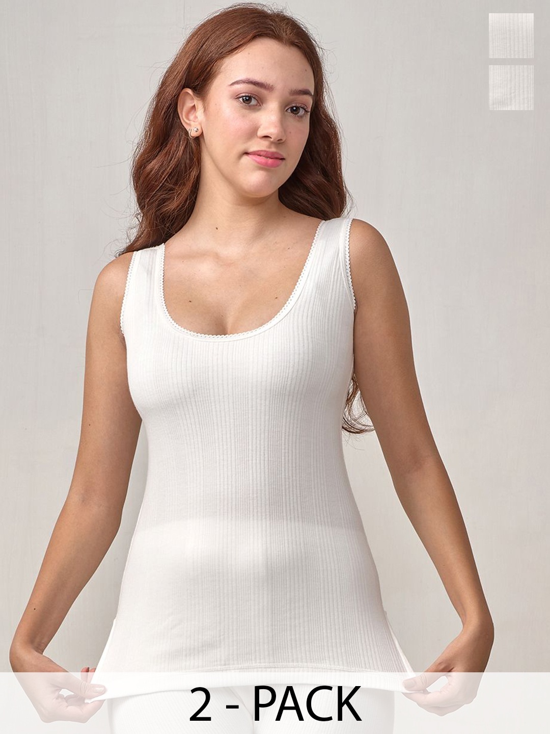 

INFERNO Pack of 2 Women Polycotton Thermal Slips, White