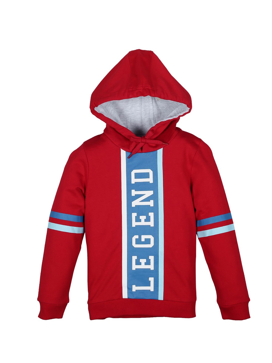 

PLUM TREE Boys Alphanumeric Printed Hood Cotton Pullover Sweatshirt, Red