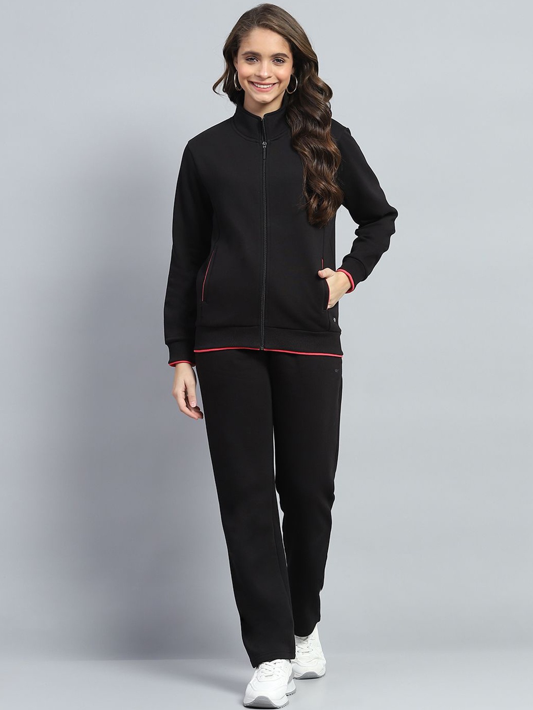 

Monte Carlo Mock Collar Neck Full Sleeve Tracksuit, Black