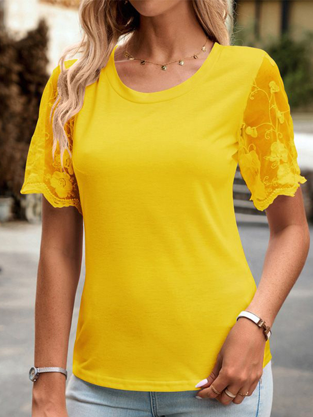 

StyleCast Women Solid Round Neck Top, Mustard