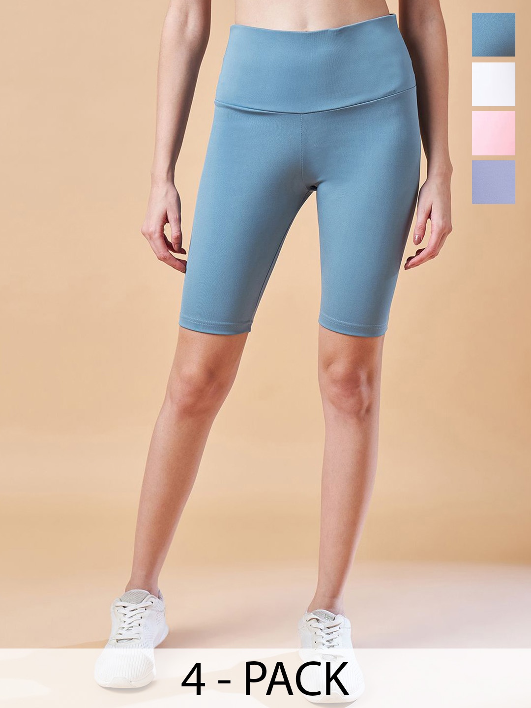 

COLOR CAPITAL Pack Of 4 Above Knee Length Tights, Blue