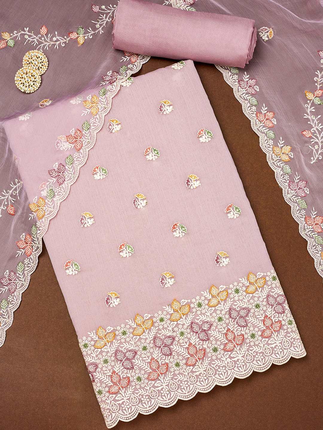 

Soch Floral Embroidered Unstitched Dress Material, Lavender