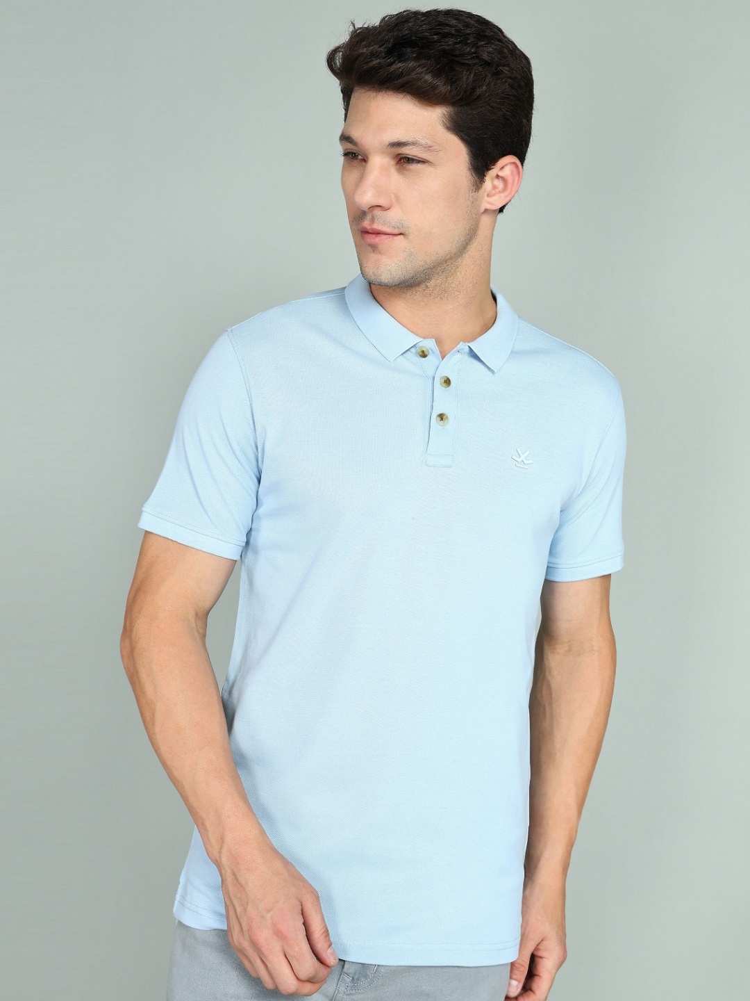 

WROGN Men Solid Polo Collar Pure Cotton T-shirt, Blue