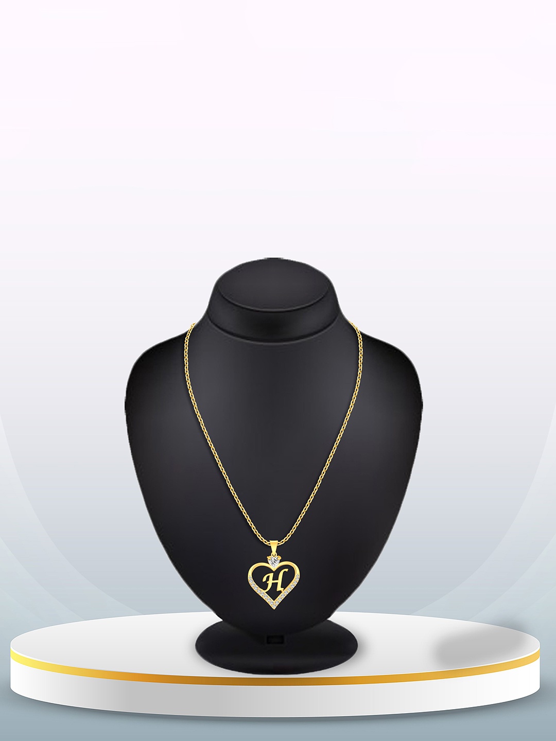 

Heer Collection Gold-Plated Cubic Zirconia Studded Heart Shaped Pendant with Chain