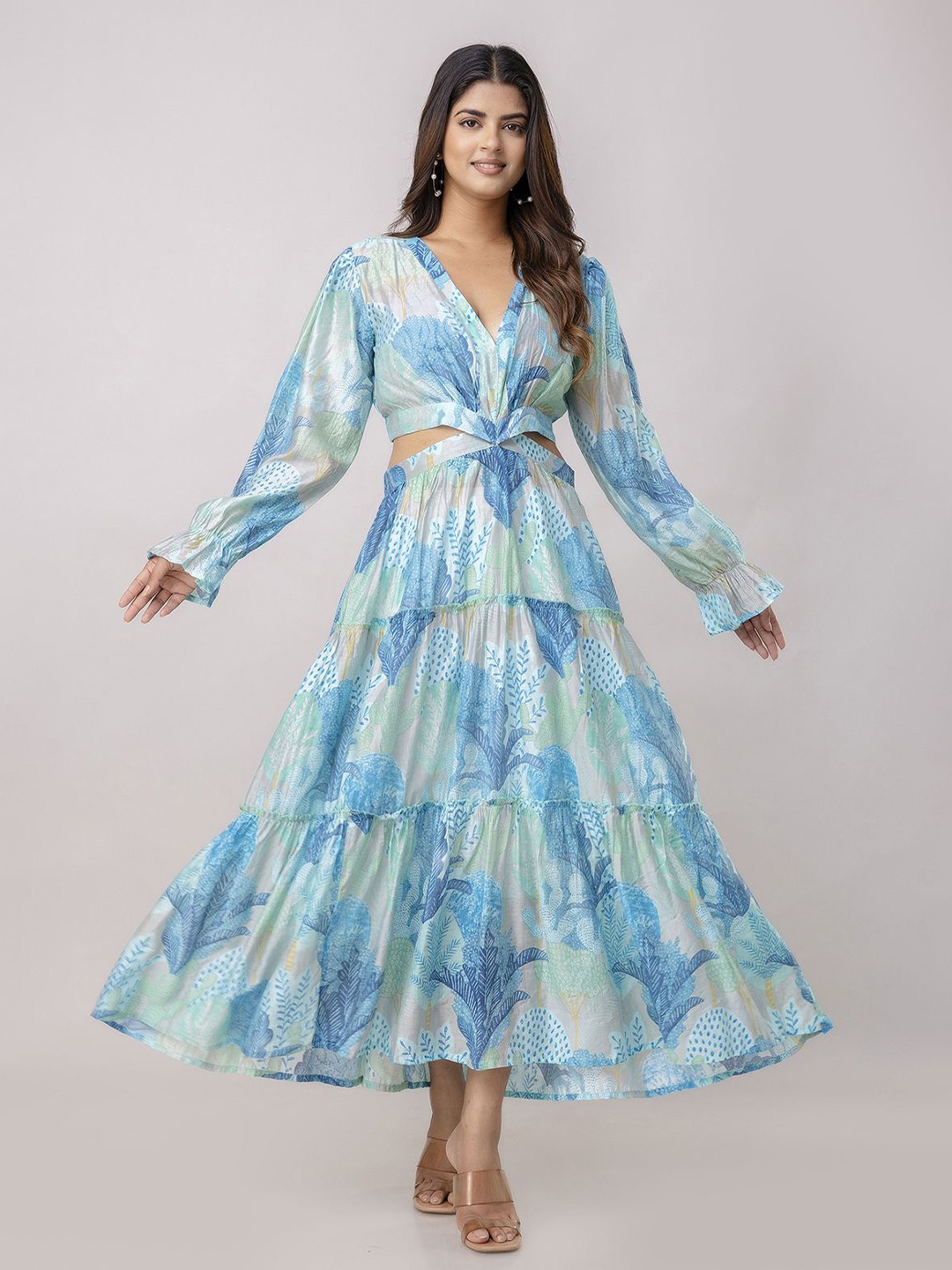 

KALINI Women Abstract Printed Maxi Dress, Blue