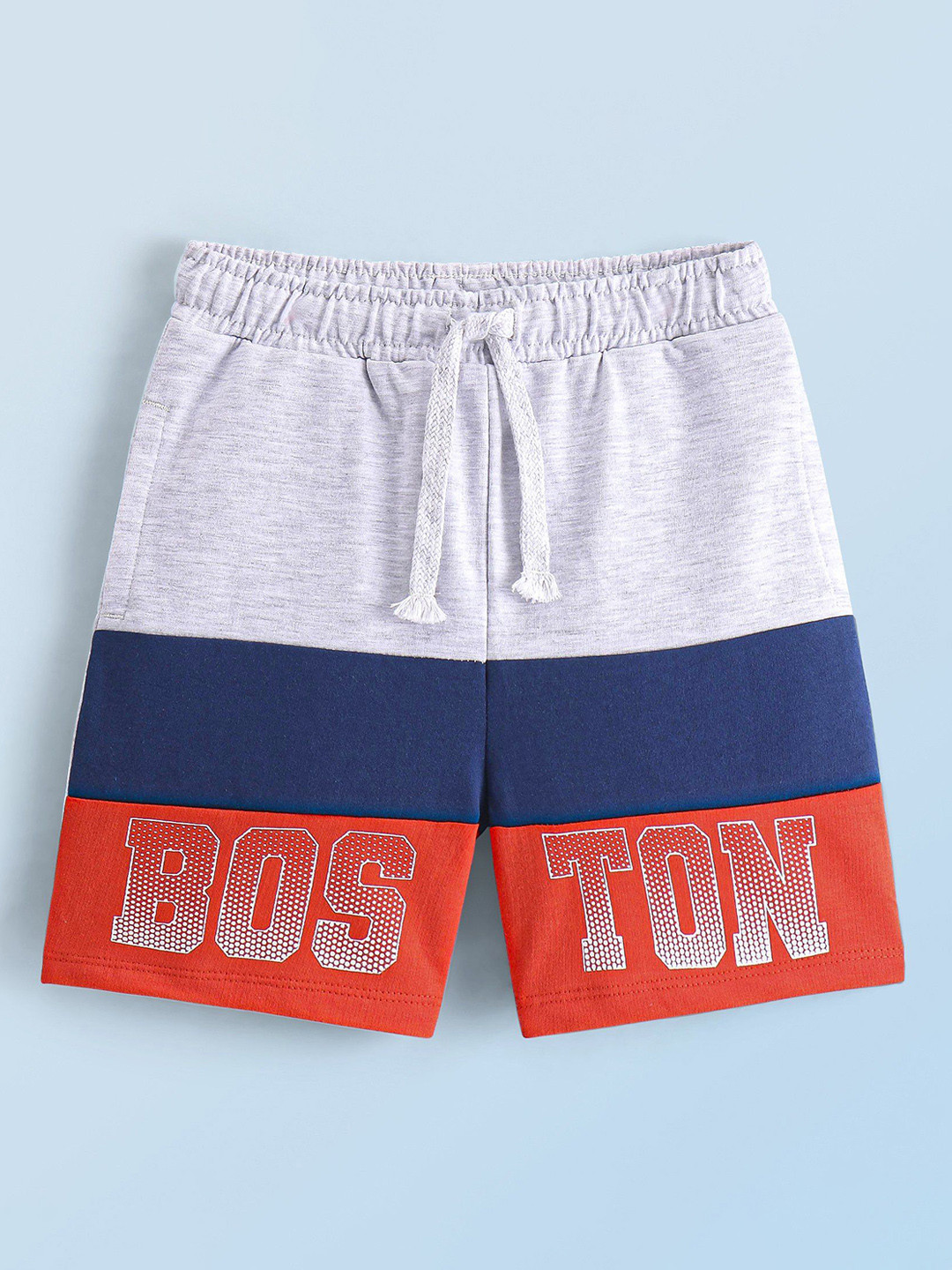

Honeyhap Boys Colourblocked Pure Cotton Shorts, Grey