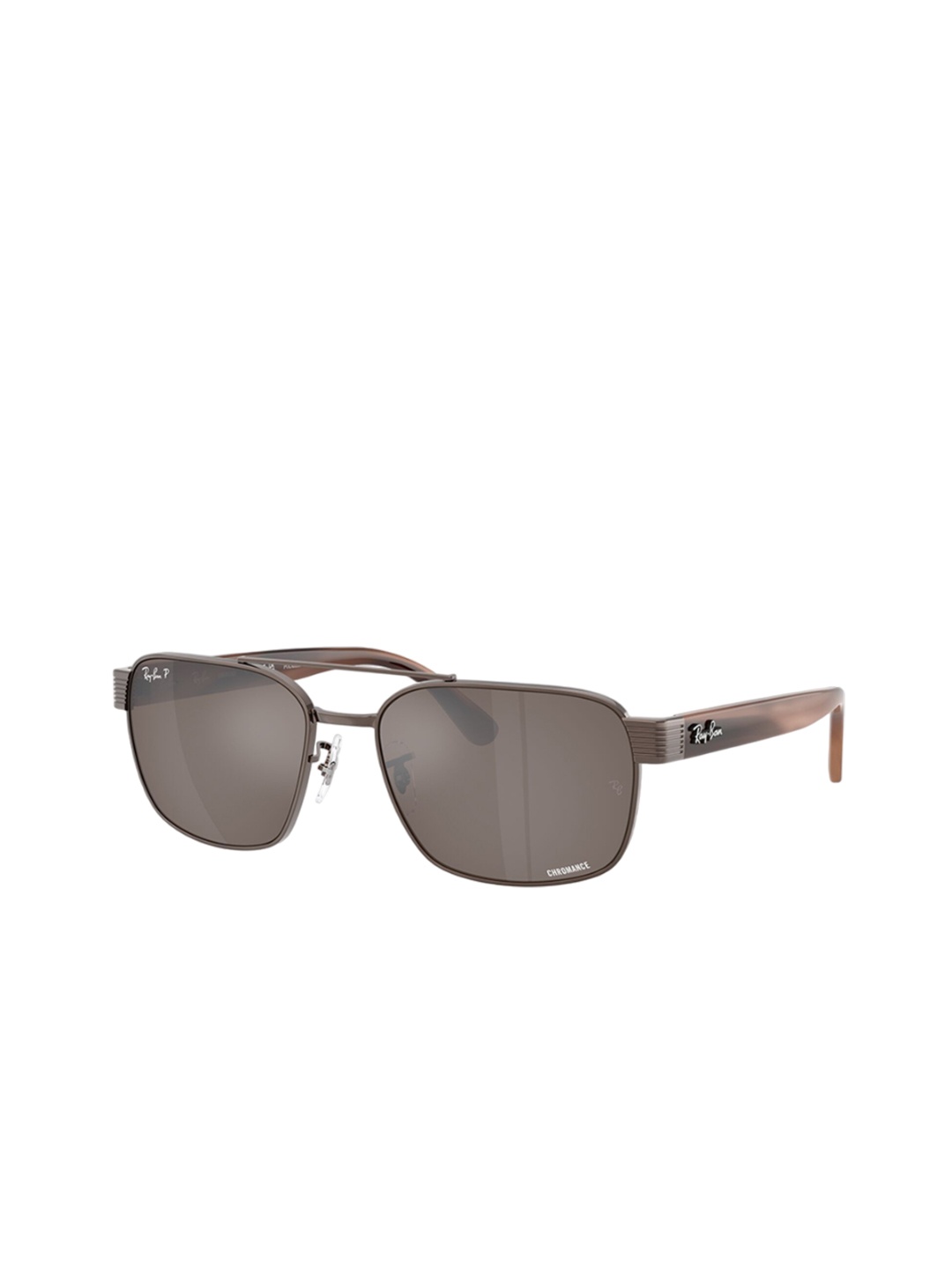 

Ray-Ban Unisex Square Sunglasses with Polarised Lens, Brown