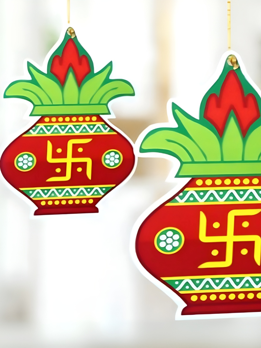 

Special You 10Pcs Maroon & Green Kalash paper hangings