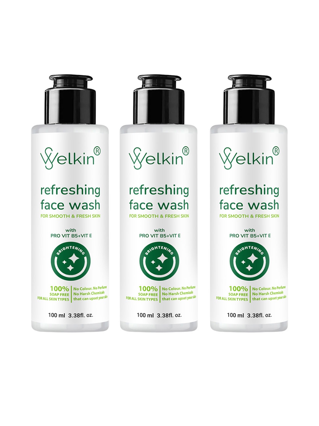 

WELKIN Set Of 3 Refreshing Face Wash With Vitamin E - 100 ml Each, White