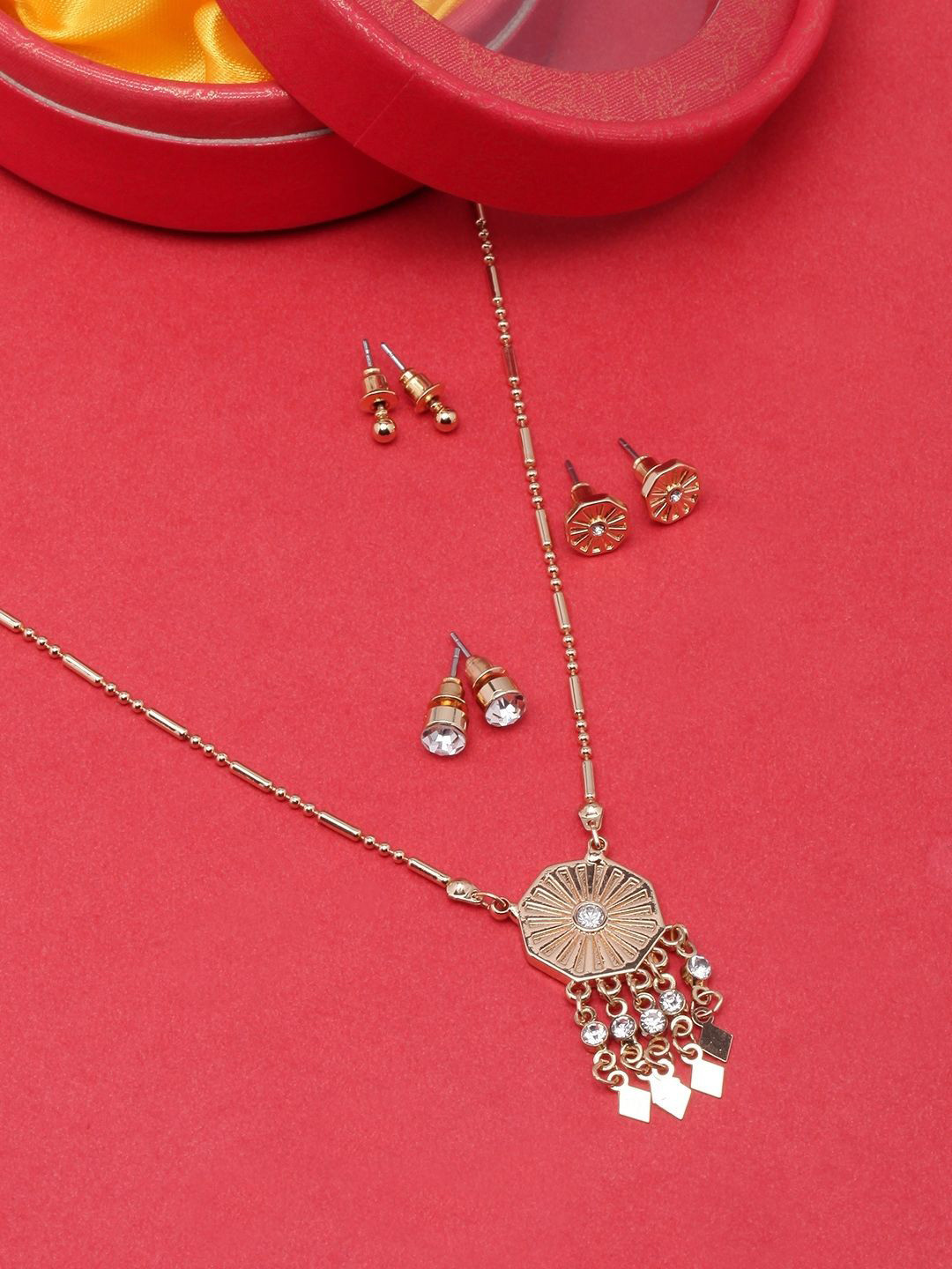 

KPOP Gold-Plated Stones-Studded Necklace & Earrings