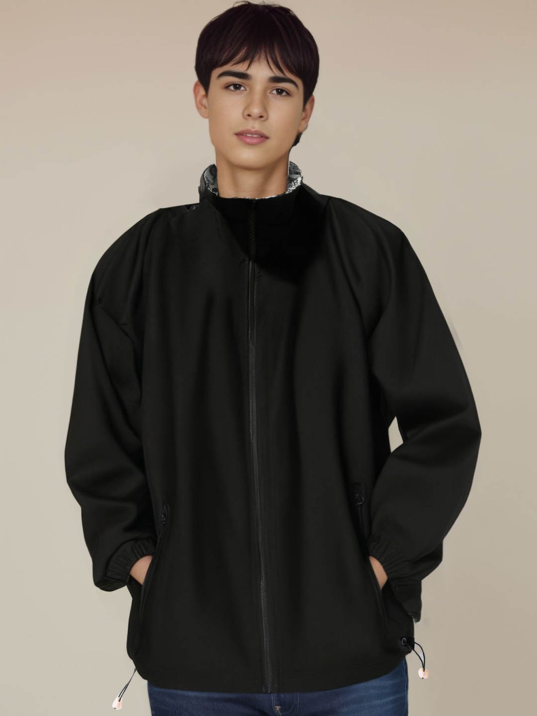 

StyleCast x Revolte Men Mock Collar Solid Casual Tailored Jacket, Black