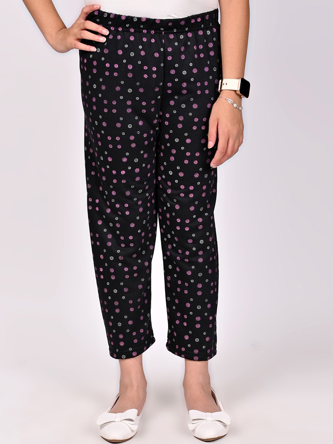 

BAESD Girls Printed High Rise Trouser, Black