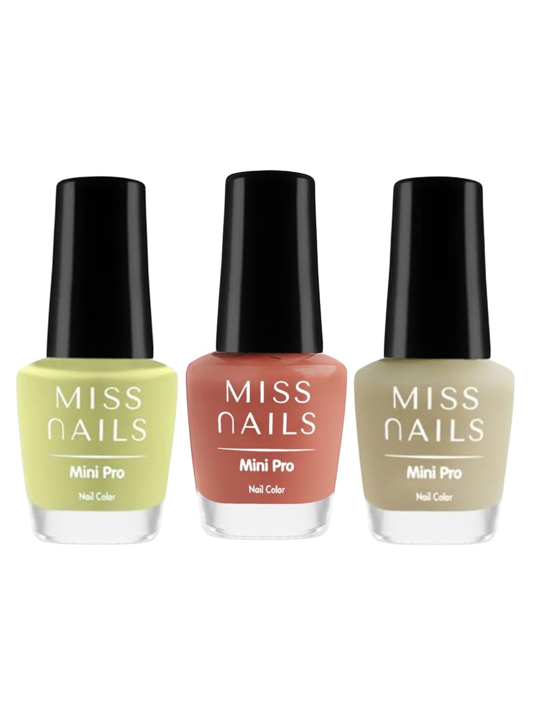 

MISS NAILS Set Of 3 Mini Pro Toxin Free Nail Color - 10 ml Each - Shade 87, Green