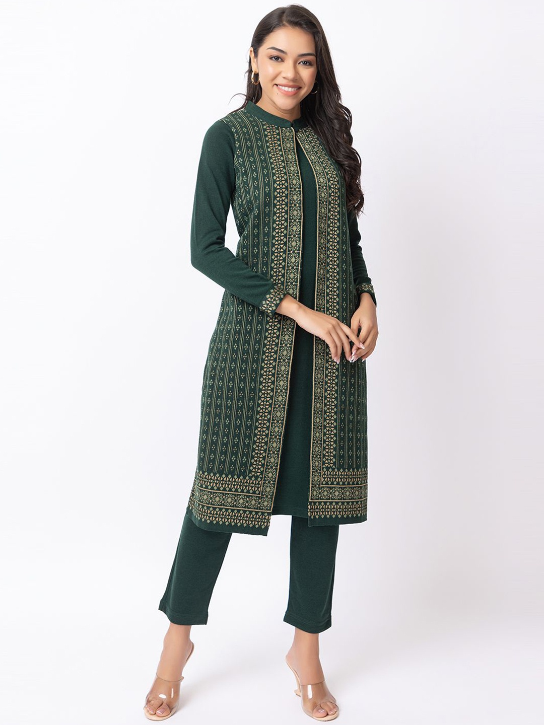

KEIKO Ethnic Motifs Kurta with Trouser, Green