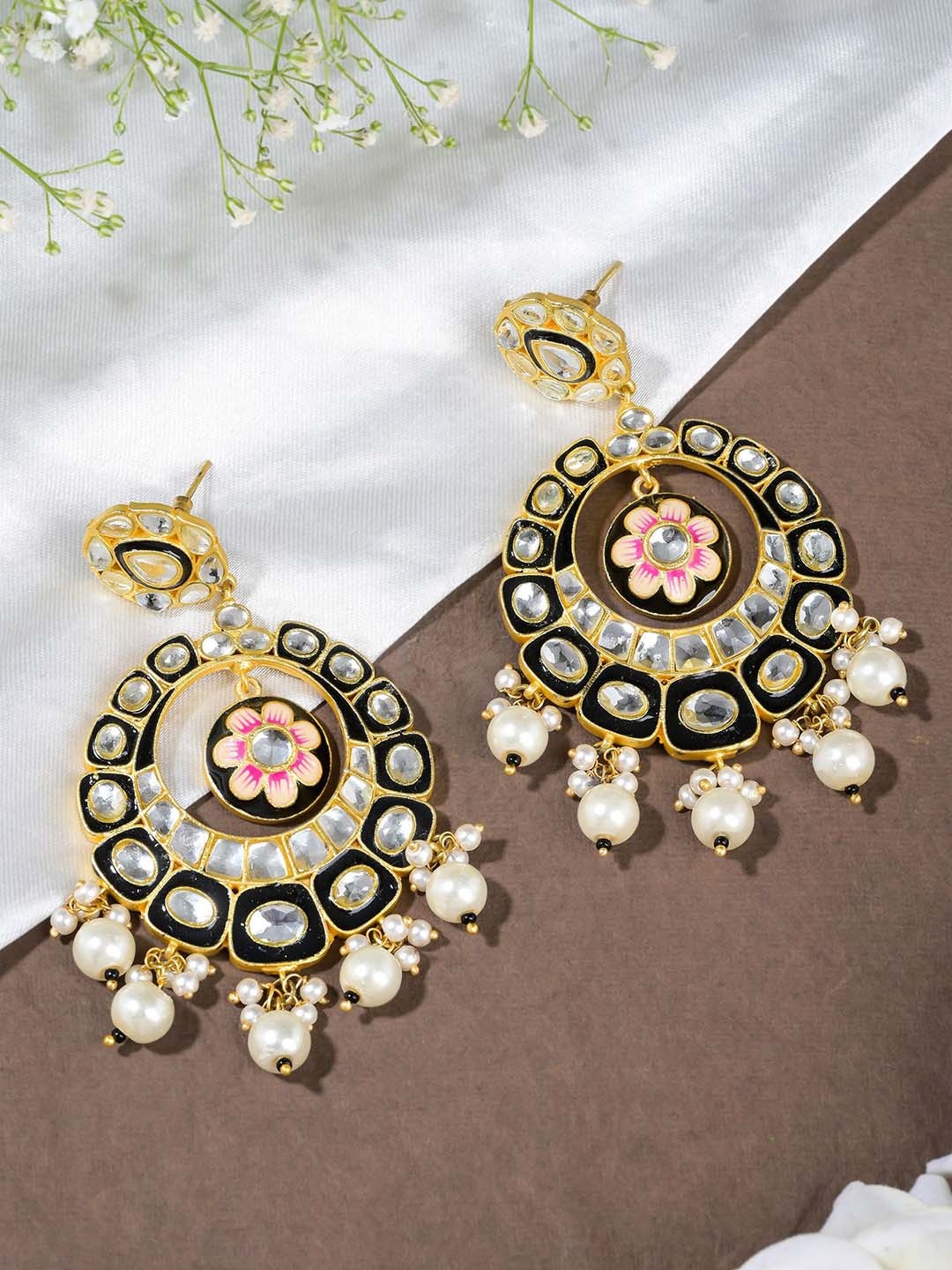 

Designbox Gold-Plated Circular Chandbalis Earrings, Blue