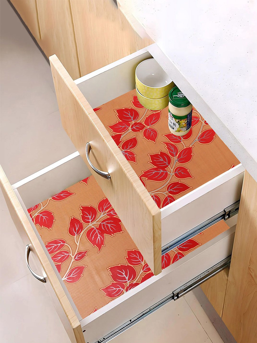 

Kuber Industries Yellow 2 Pieces Printed Water Resistant Shelf Liner