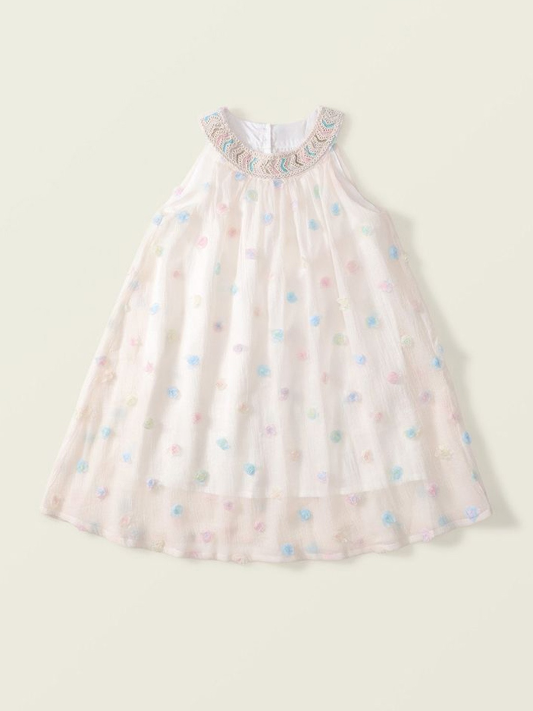 

LULU & SKY Girls Rosette Detail A-Line Dress, White