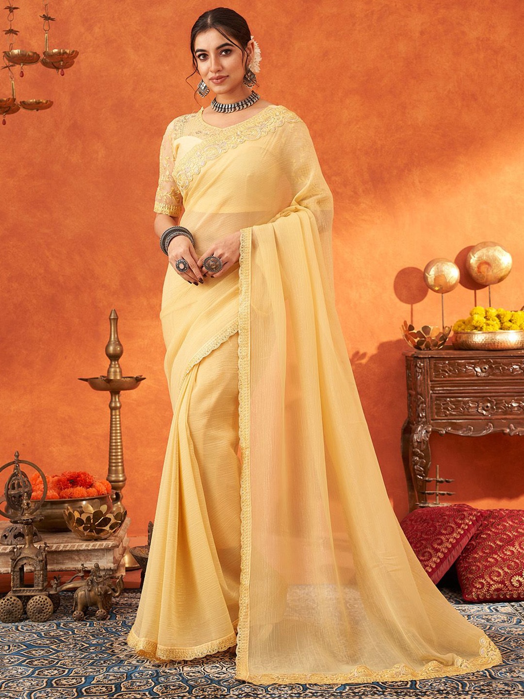 

Anouk Embellished Saree, Yellow