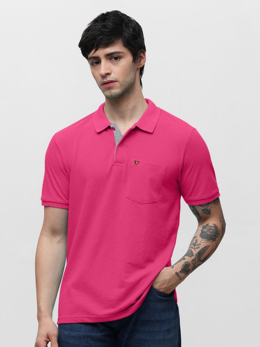 

Klub Fox Men Solid Polo Collar Cotton T-shirt, Pink