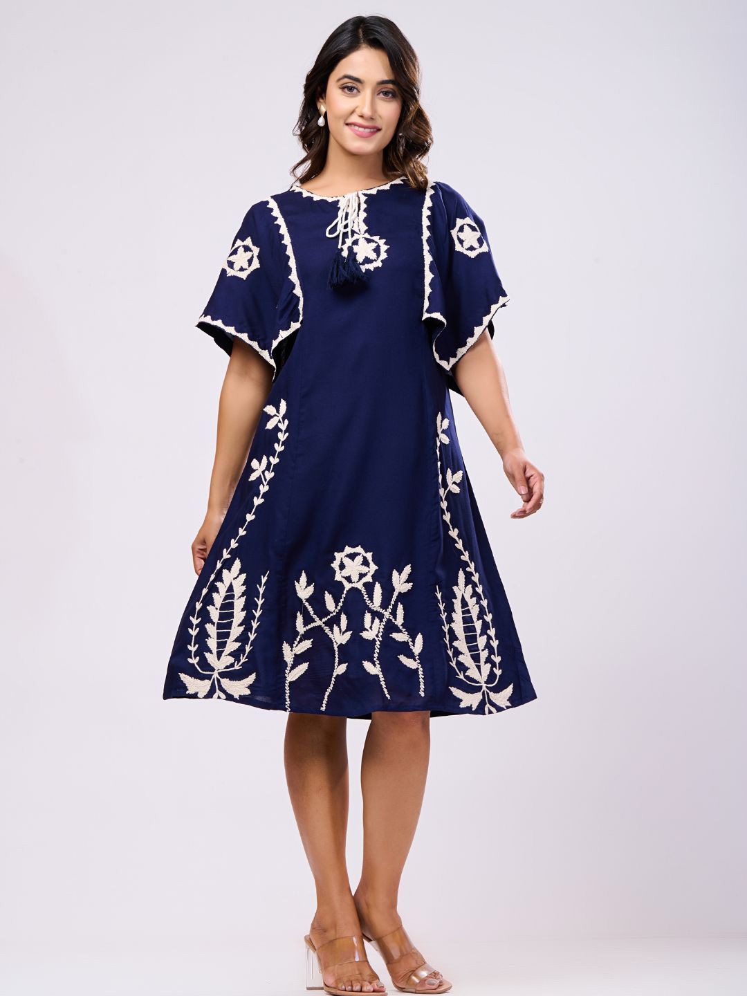 

Zolo Label Floral Print A - Line Dress, Navy blue