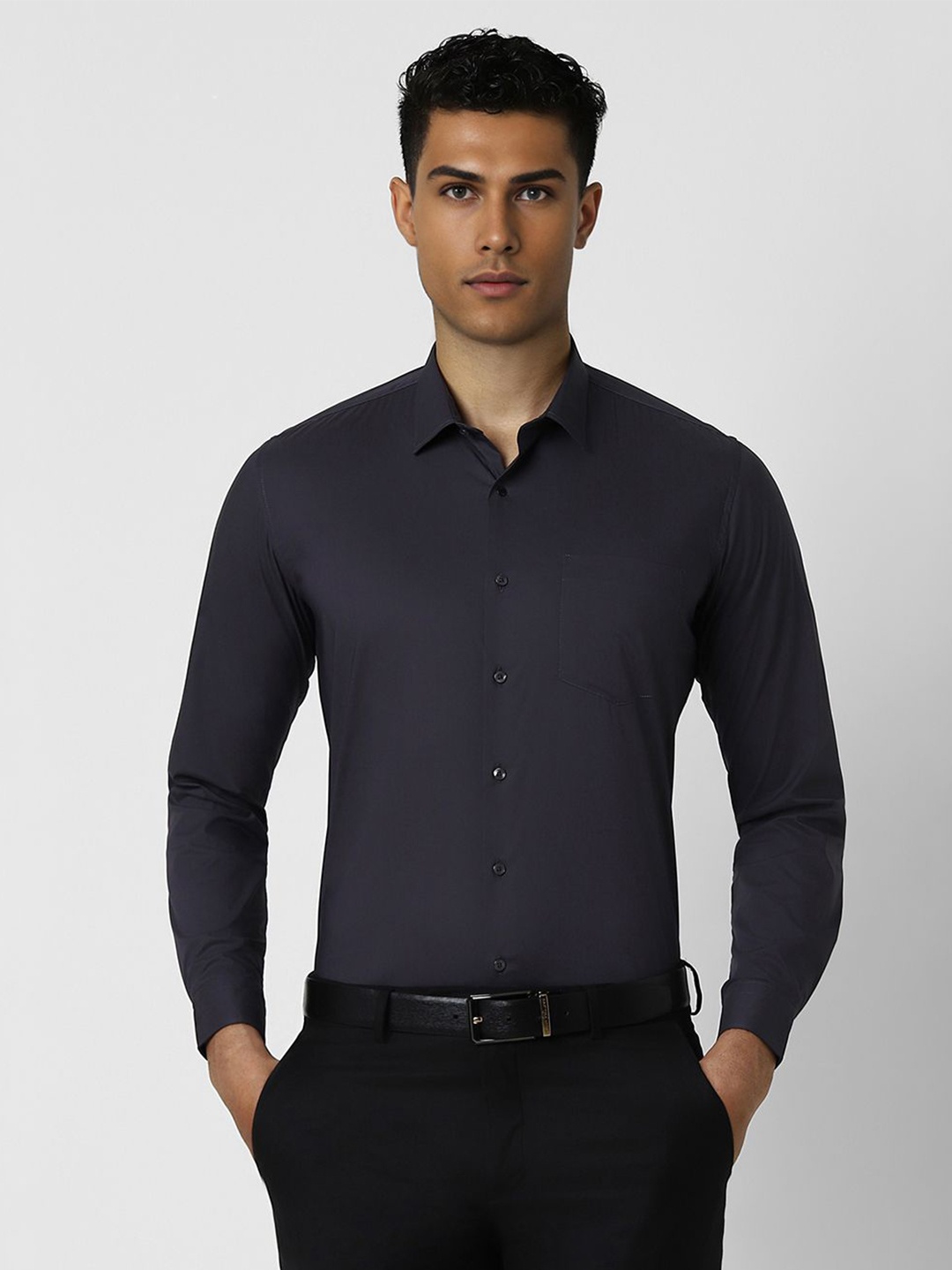 

Van Heusen Men Spread Collar Solid Cotton Slim Fit Formal Shirt, Charcoal