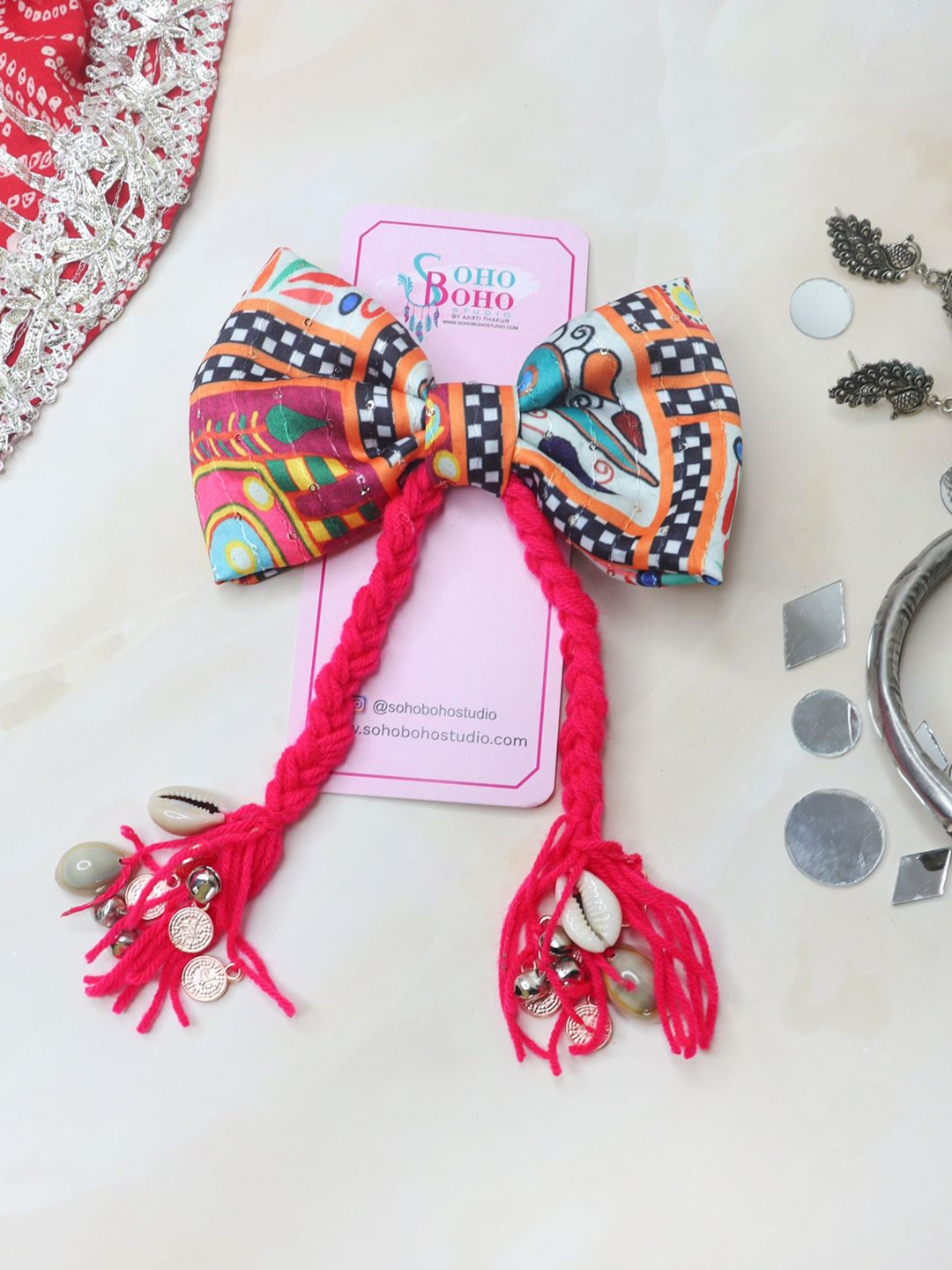 

Soho Boho Studio Women Printed Hair Accessory, Red