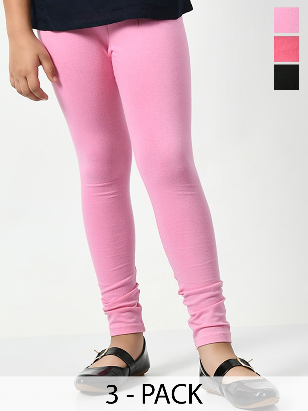 

KAYU Girls Pack Of 3 Mid-Rise Ankle-Length Leggings, Pink