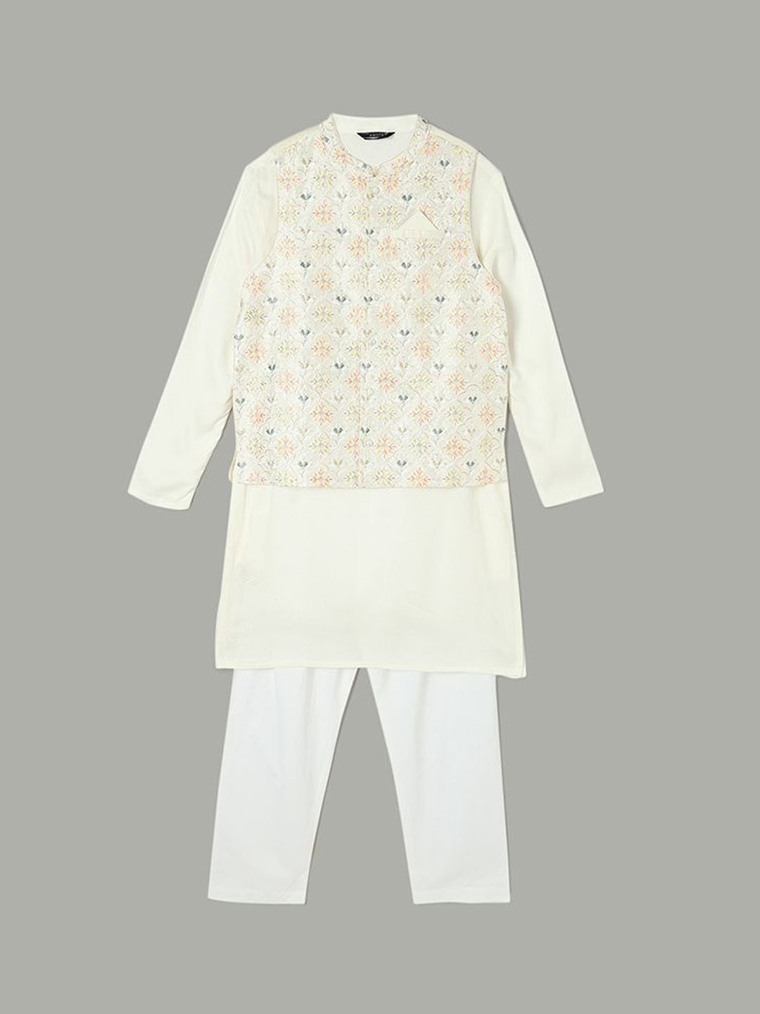 

Melange by Lifestyle Boys Mandarin Collar Kurta with Pyjama, White