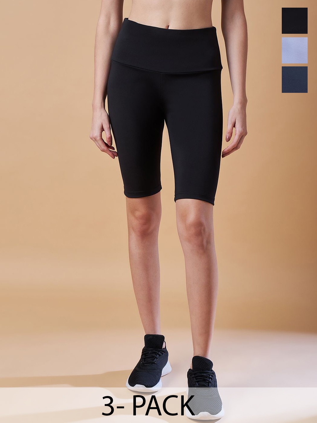 

COLOR CAPITAL Pack Of 3 Women High Waisted Tights, Black