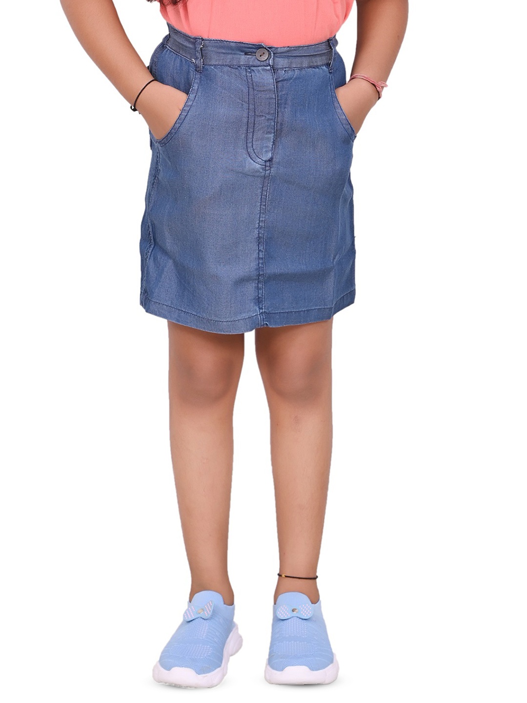 

Cloth Bites Girls A-Line Denim Above-Knee Skirts, Navy blue