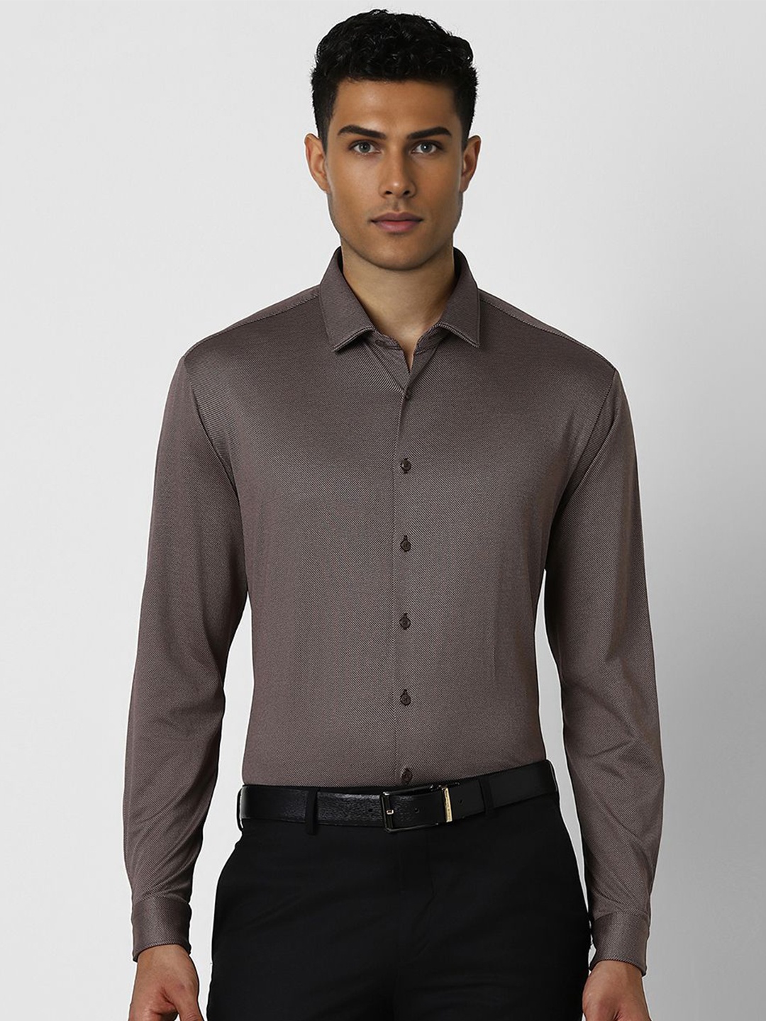 

Van Heusen Men Spread Collar Solid Cotton Slim Fit Formal Shirt, Grey