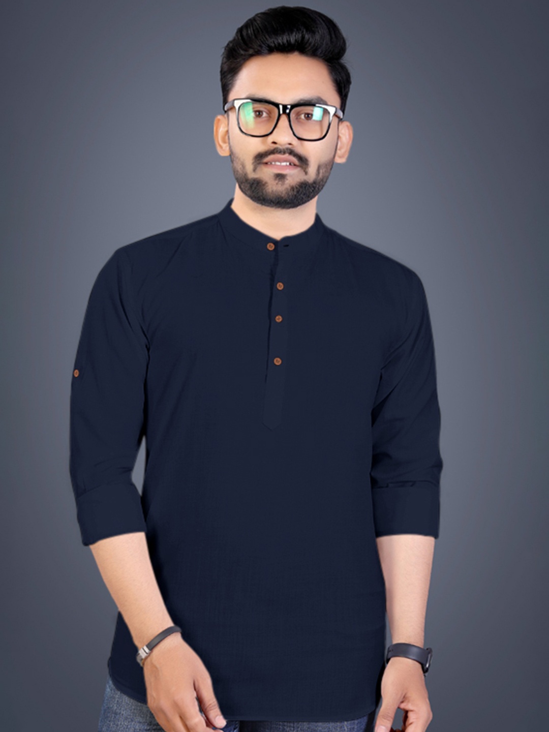 

FINIVO FASHION Men Kurta, Navy blue