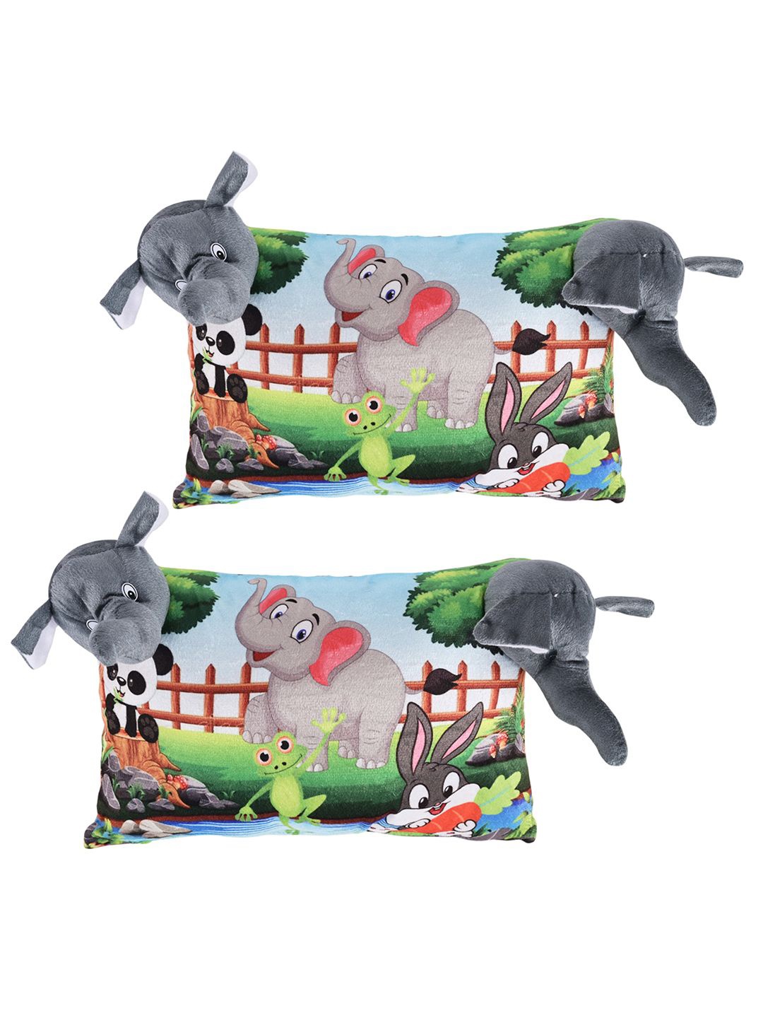 

Kuber Industries Grey & Green 2 Pieces Cotton Filled Cotton Ultra Soft Baby Pillow