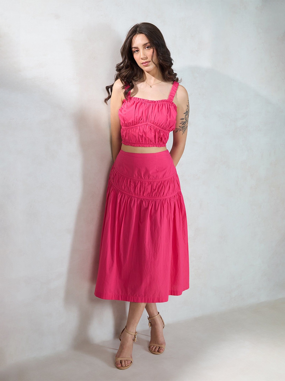 

Virgio Pure Cotton Top With Skirt, Pink