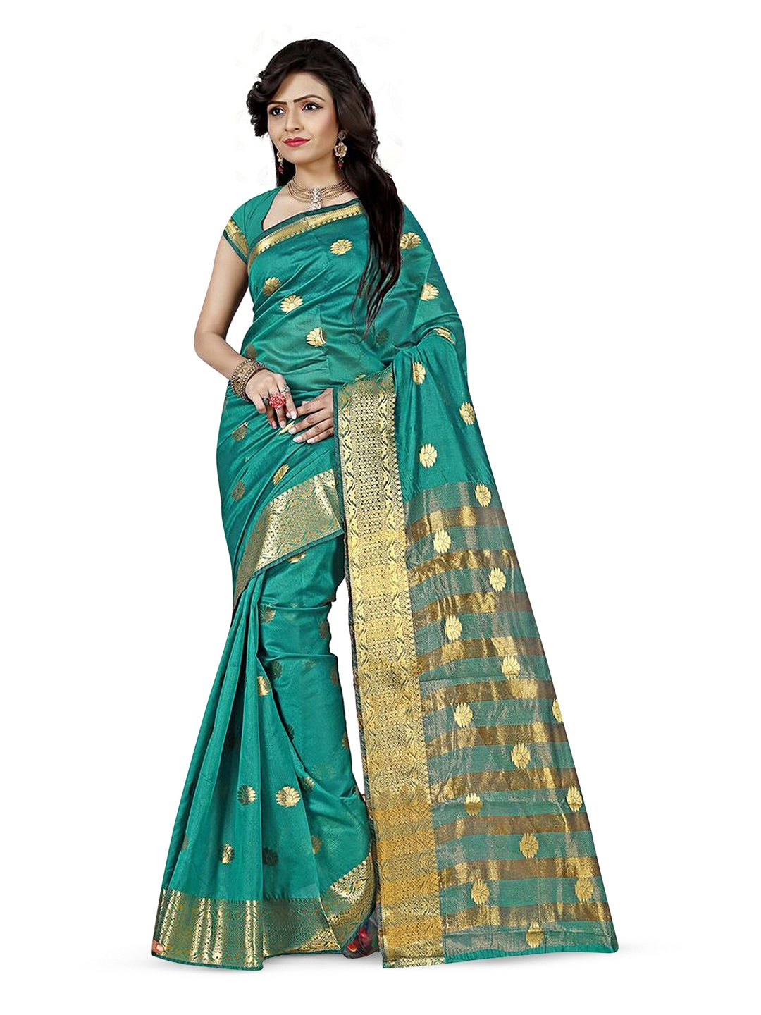 

Maroosh Floral Zari Saree, Sea green