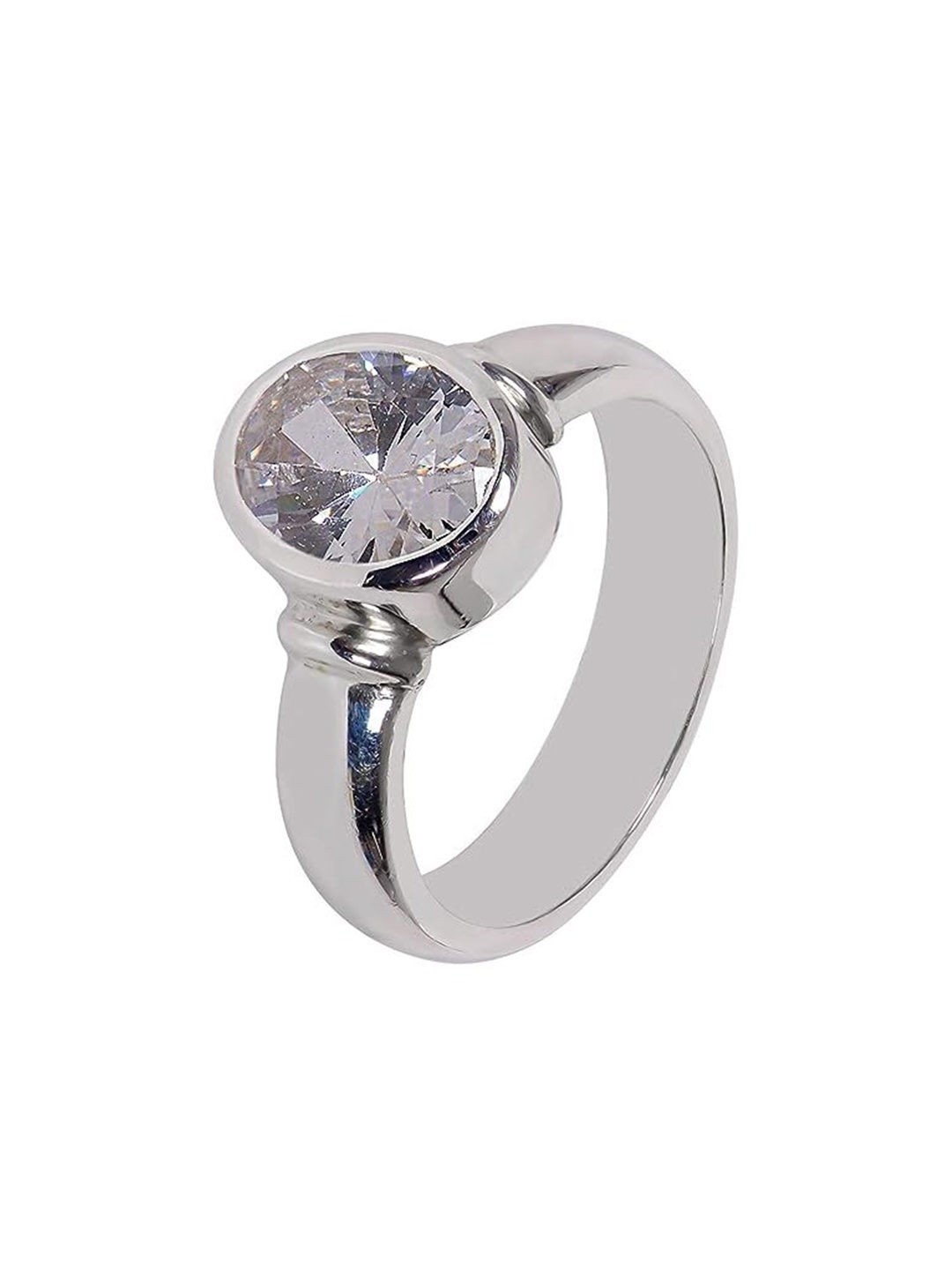 

De Flossy Silver Unisex 925 Sterling Stone Studded Finger Ring