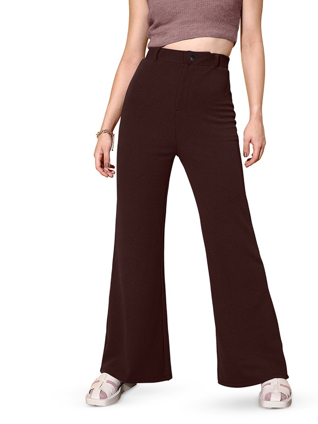 

BAESD Women Relaxed Easy Wash Pleated Trousers, Coffee brown
