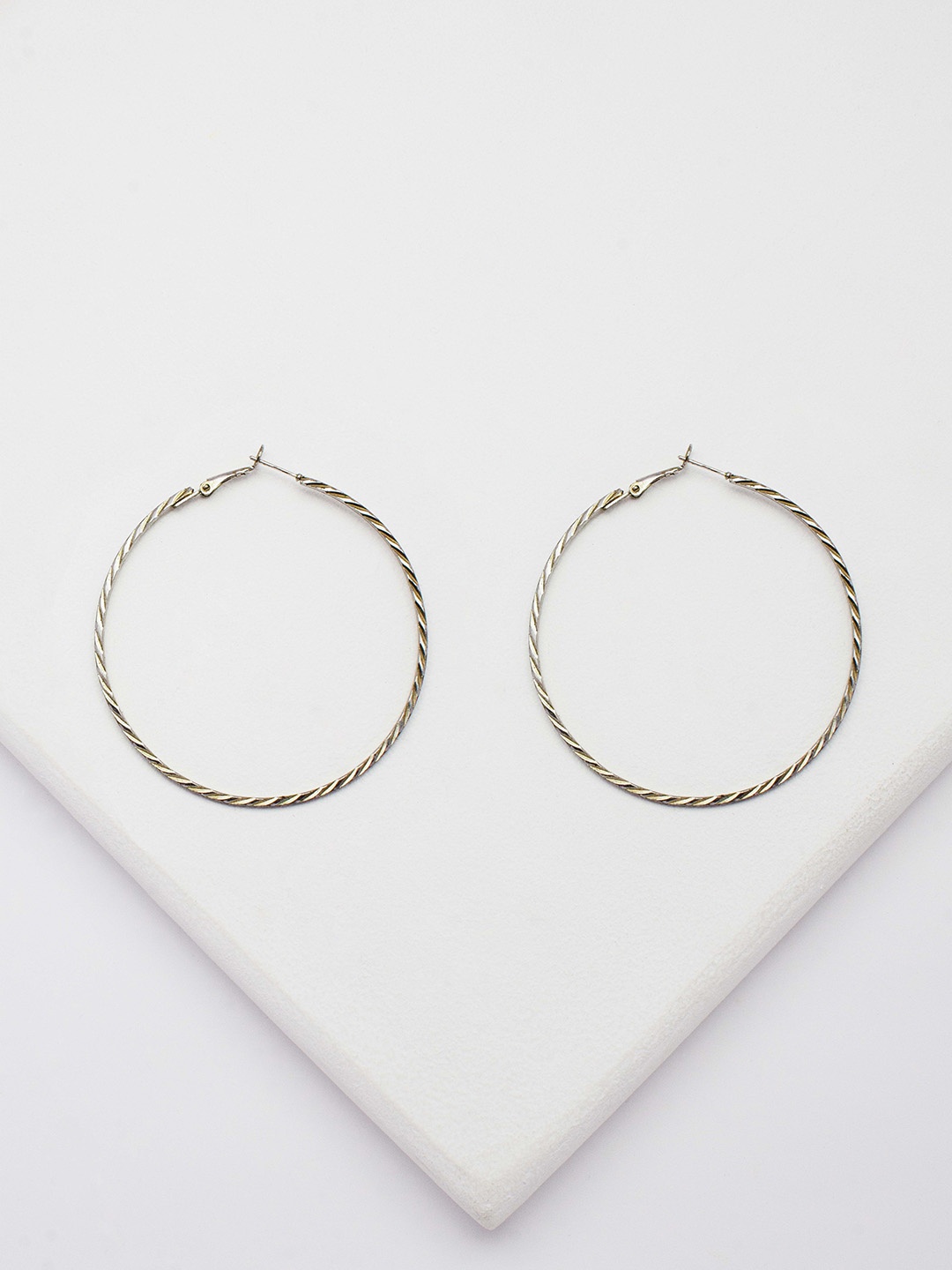 

Rhea Contemporary Hoop Earrings, Silver