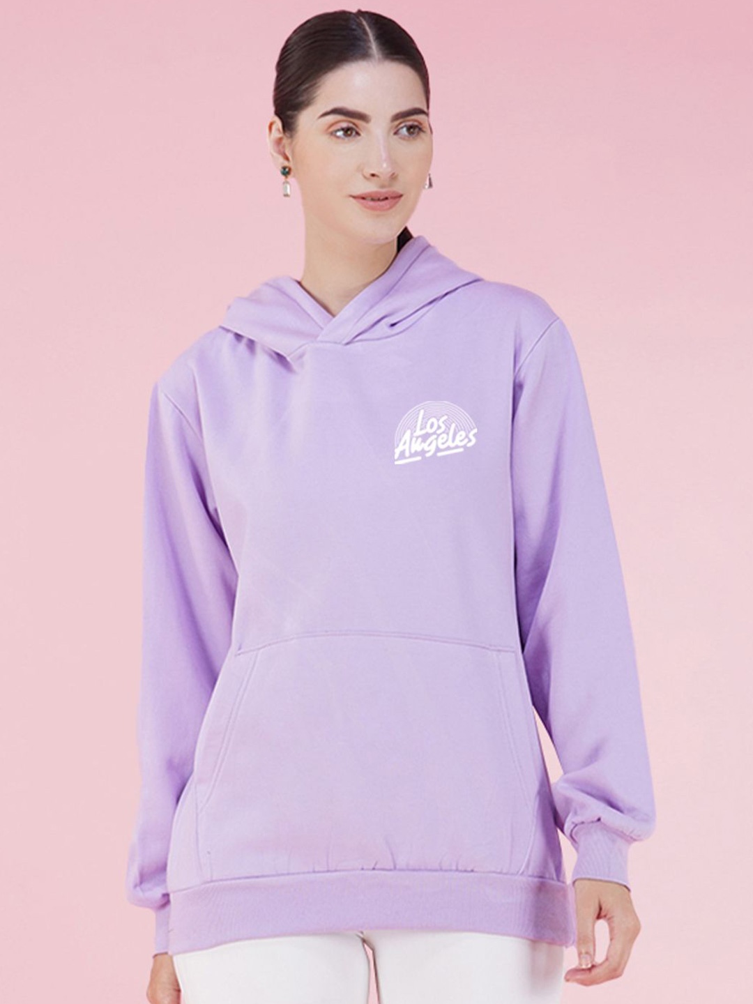 

NUSYL Graphic Printed Hooded Oversized Sweatshirt, Lavender