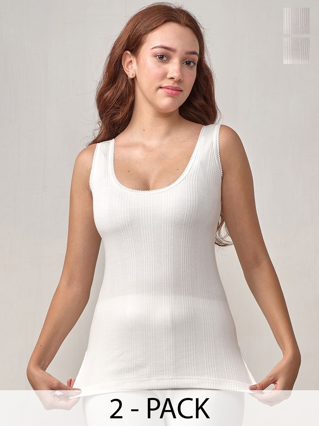 

INFERNO Pack of 2 Women Polycotton Thermal Slips, White