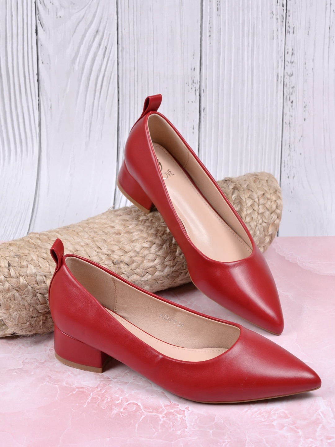 

Jove Pointed Toe Block Pumps, Maroon