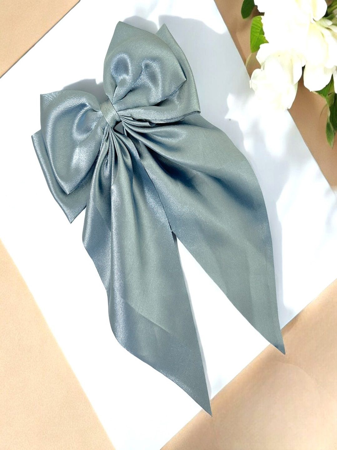 

AccessHer Women Silk Bow Design Alligator Hair Clip, Grey