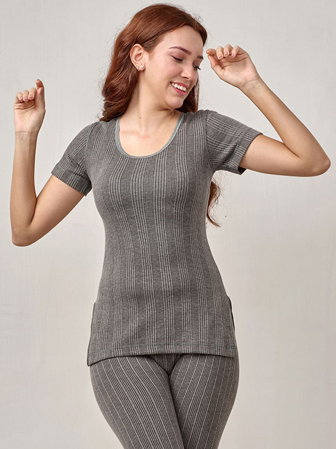 

INFERNO Women Polycotton Halfslevee Long Thermal Top, Charcoal