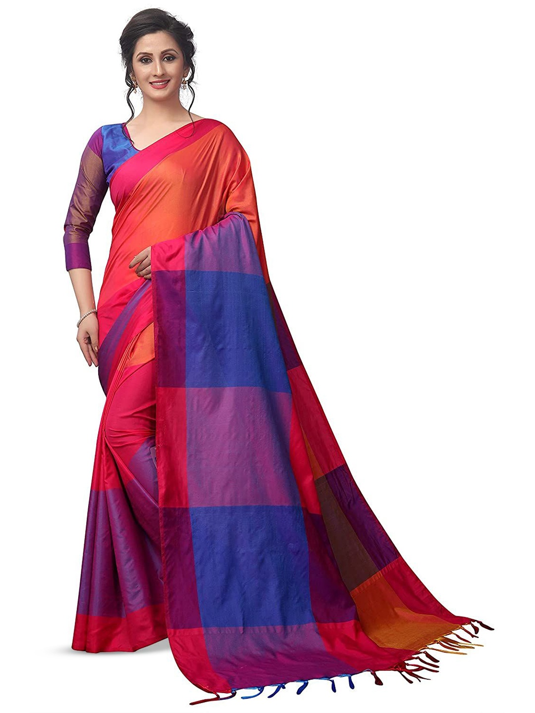 

Maroosh cotton Fusion Saree, Red